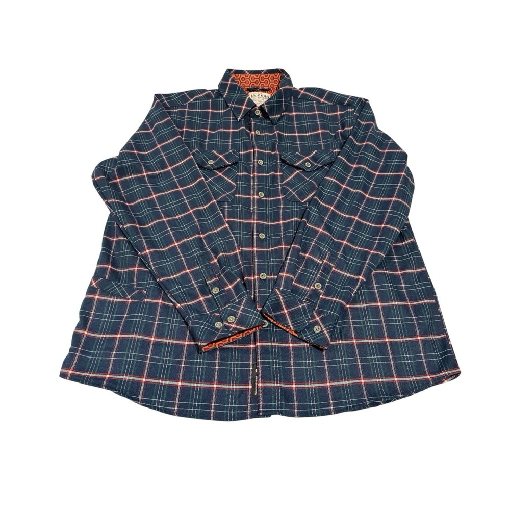 Zero Foxtrot Men’s Sz 3XL Multicolor Plaid Flannel Button Down Shirt Long Sleeve